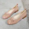 Zapatos planos para mujer con lazo dulce y tacón grueso, nuevos zapatos planos estilo hada 2026 con tacón medio, slip-on, punta poco profunda, zapatos planos beanie
