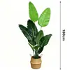Planta Artificial Verde Banano Decoración en Maceta para Viajero Transfronterizo, Sala de Estar, Planta Verde Falsa, Planta Biomimética, Adorno Grande de Piso para Interiores