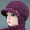 Gorros Cálidos para Mujeres de Mediana Edad y Mayores, Madres, Protección contra el Frío de Otoño e Invierno, Gorros de Punto con Protección para las Orejas para Personas Mayores y Abuelas, Gorros de Lana con Forro de Felpa
