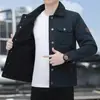 Chaqueta Transfronteriza con Forro Polar, Lana de Cordero Engrosada, Chaqueta Lavada para Hombre, Abrigo Grueso Cálido Holgado, Cuello Solapa Casual