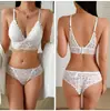 Comércio Exterior Transfronteiriço Conjunto de Lingerie Sexy Sutiã com Costas Abertas de Renda Calcinha Sutiã de Triângulo Feminino Roupa Íntima Feminina