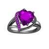 Kawei Moda Europeia e Americana Anel de Grande Marca Anel de Diamante Colorido em Forma de Coração Anel de Zircônia Vermelha Super Brilhante Moda Pronto para Fornecer