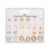 Pendientes de Combinación de Perlas Redondas de Imitación de Flor y Diamante, Varios Meses, Set de Pendientes, Europeos y Americanos de Venta Caliente Transfronteriza, 12 Pares