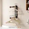 Solução de Armazenamento para Cabides, Organizador Multifuncional Retrátil Montado na Parede Sem Furos para Varanda de Casa, Varal e Prateleira de Armazenamento