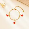 Pulsera de Mariposa de Doble Capa Estilo Europeo y Americano Chapada al Vacío en Oro de 18 Quilates Joyería de Acero Inoxidable de Alta Gama