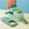 Nueva lonchera de doble capa estilo japonés con caja para salsa para estudiantes y trabajadores de oficina lonchera compartimentada portátil lonchera de plástico