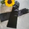 Luvas de Tecido Cetim Preto Bolsa Longa Dedos Vestido de Noite Banquete Foto Joias Estilo Hepburn Elastano Retrô Noiva