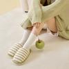 Pantuflas de Algodón para el Hogar para Mujer Otoño e Invierno Rayadas Antideslizantes de Felpa para el Hogar Invierno Simples Forradas de Felpa Antideslizantes de Algodón
