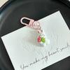 Chaveiro fofo de coelho com rabanete e flor, pingente de coração para mochila escolar, presente para namorada, joias penduradas rosa