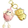 Llavero de cordero de dibujos animados lindo de oro puro 999, colgante de bolsa de oro, regalo para atraer la fortuna del año zodiacal