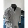 Sudadera con capucha de rayas de espina de pescado con cuello Henley para hombre, estilo High Street, jersey de manga larga, camiseta base casual retro