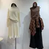 Chaleco de Punto sin Mangas para Mujer, Color Azul Islandia 6, Lana, Corte Holgado, Cuello Medio Alto, para Principios de Otoño, Adelgazante, Estilo Coreano, Corte Holgado