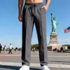 Nova coleção de verão: calças casuais masculinas 3D, de corte solto, perna reta, calças compridas com caimento fluido, resistentes a rugas e calças de moletom atléticas leves