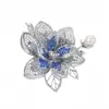 Broche Floral de Lujo Ligero con Diamantes Completos para Mujer Pin de Solapa para Traje de Gama Alta Accesorio para Vestido de Noche Temperamento Elegante Nuevo Transfronterizo