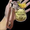 Lingote de Oro Puro 999 Dios de la Riqueza Gato de la Suerte Hello Kitty Gato Cadena de Teléfono Dorada Llavero Colgante para Bolso