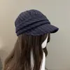 Gorra de Béisbol a Rayas para Mujer Otoño e Invierno 2025 Moda Coreana Sombrero de Equitación Mezcla de Lana Hace que la Cara Parezca Más Pequeña Sombrero de Alta Gama de Moda