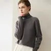 Nuevo suéter de cachemira 100% pura para otoño e invierno para mujer, jersey de cuello alto, top de punto base ajustado, top versátil