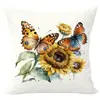 Funda de Almohada con Estampado de Girasol y Mariposa para Amazon Transfronterizo, Cojín para Sala de Estar, Mesita de Noche, Sofá, Estilo Americano