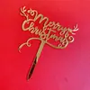 Decoração de bolo para assar no Natal série Vermelho Dourado Platina cartão de bolo acrílico feliz natal