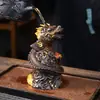 Adorno de Mascota de Té de Arcilla Púrpura del Año Nuevo del Dragón para la Riqueza y la Prosperidad, Diseño de Dragón Dorado, Juego de Té Creativo, Adecuado para la Decoración de la Mesa de Té