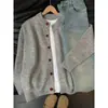 Suéter Cardigan de Gola Redonda Malha para Homens e Casais com Botões Coloridos, Estilo Tendência Outono e Inverno, Venda por Atacado de Fábrica Transfronteiriça, Estilo Old Money