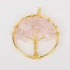 Lápiz Lazuli Alambre Dorado Envuelto Pequeño Árbol de la Vida Colgante Piedra Triturada Natural Joyería con Cuentas Cristal Joyería de Moda