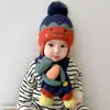 Chapéu Infantil Menino Inverno Gorro de Bebê Proteção para Orelhas Conjunto de Cachecol para Menino Meninas Bebê e Criança Pequena Estilo Outono e Inverno