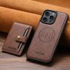 Adequado para Iphone18Promax Suporte de Cartão Dois em Um Carregamento Sem Fio Magnético Capa de Couro para Celular Samsung 26