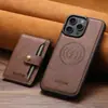Adequado para Iphone18Promax Suporte de Cartão Dois em Um Carregamento Sem Fio Magnético Capa de Couro para Celular Samsung 26
