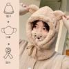 Gorro de Peluche de Osito, Máscara, Bufanda Todo en Uno de Invierno para Mujer, Gorro Cálido a Prueba de Frío para Ciclismo, Gorro de Punto de Otoño e Invierno para Mujer