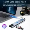 Hub USB C Hub USB 3.0, VIENON Aluminio 8 en 1 Extensor USB con Lector de Tarjetas SD/TF, Conector Auxiliar para Auriculares de 3.5mm para MacBook Pro Air y Más Dispositivos PC/Laptop/Tablet