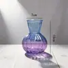 Jarrón de Vidrio Personalizado con Color Degradado, Nervaduras Verticales, Forma de Calabaza, Jarrón de Vidrio Colorido, Jarrón Hidropónico de Escritorio Estilo Ins