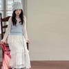 Conjunto de suéter sin mangas, camiseta de manga larga y falda para niñas 2026 Primavera Nuevo, Capa base estilo coreano para Primavera y Otoño