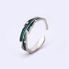 Anillo de pareja literario antiguo para hombre y mujer, moda nicho, diseño creativo, esmalte de gota, hoja de plátano, anillo abierto