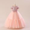 Vestido das crianças anfitrião lantejoulas fio fofo flor menina arco princesa vestido menina high-end piano vestido