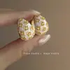 Aretes de Flor Gota de Aceite de Aguja de Plata Simples Dulces Frescos de Botón Versátiles Moda Elegantes Pendientes al por Mayor para Mujeres