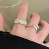 Anillo Abierto Vintage de Múltiples Capas Envolvente Micro-Incrustado para Mujer con Acabado de Alta Gama, Anillo para Dedo Índice, Anillo de Estilo Minimalista