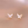Pendientes de plata 925 para mujer, con diseño de aguja, estilo frío, con circonitas, mariposas y conchas.