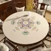 Toalha de Mesa Redonda Estilo Chinês, Impermeável, à Prova de Óleo, Resistente ao Calor, Tapete Redondo para Mesa em Couro Sem Lavagem, Luxo Leve, Sensação de Alto Padrão, Tapete de Proteção para Mesa