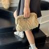 Bolsas de Tricô de Lã de Nicho para Outono e Inverno para Mulheres, Nova Bolsa Versátil Transversal com Corrente para Ombro e Axila, Bolsa de Mão com Fecho