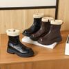 ~¡Muy fácil de usar! Botines Cortos de Piel de Oveja con Textura Hecha a Mano, Aumentadores Internos de Altura, Botas de Nieve Espesas Forradas de Lana, Botas de Piel de Oveja de Invierno para Mujer
