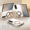 Adecuado para Samsung Fold8, funda para teléfono plegable ancha con doble eje central, anticaídas, cobertura total, soporte giratorio de 360 grados, anillo magnético