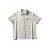 Yidao Vintage 2026 Verano Nueva Camisa de Manga Corta con Bordado de Bolsillo Estilo Japonés para Hombre Camisa Rayada Casual Holgada