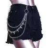 Cadena de cintura multicapa con remaches de metal estilo hip-hop punk para actuaciones en escenario, accesorios para vaqueros y vestidos, joyería transfronteriza europea y americana
