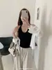 Chaleco Nuan Xiao Ai 588 de Tirantes Estilo Francés Cepillado, Engrosado para Calidez, Espalda Sexy y Hermosa, Corte Ajustado, Versátil Capa Base con Barra