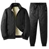 Conjunto de Ropa de Algodón de Lana de Cordero Ultrasónico para Hombre 2388 Cálido Más Terciopelo Ropa de Algodón para Mediana Edad y Personas Mayores Cuello Alto Ropa de Algodón de Lana de Cordero Papá