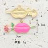 Accesorios de joyería DIY, colgante de aleación de aceite en forma de gota, flor de cinco pétalos, lápiz labial de amor, collar, pulsera, colgante, llavero