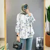 Camisa Floral Nova Feminina Transfronteiriça, Roupão Fashion com Manga Bufante, Top Estilo Boêmio com Estampa 3D