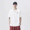 Camiseta Gruesa Delgada de Verano 2025 para Hombre de Manga Corta de Algodón Puro Cuello Redondo Marca de Moda Ins Holgada Talla Grande Camiseta de Media Manga para Hombre