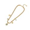 [Bingmeng] collar de flor turquesa collar exagerado de acero inoxidable nueva joyería transfronteriza europea y americana N1353